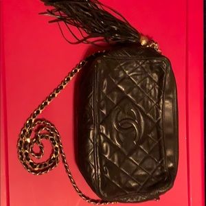 Vintage Chanel Lambs skin with Tassel/Gold Chain